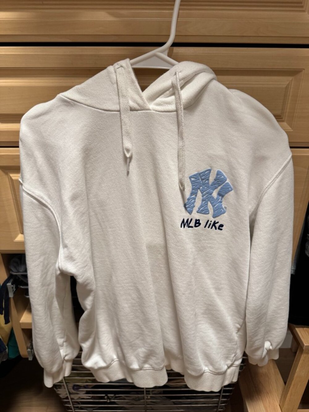 MLB White Hoodie with Blue NY Logo — Size XS